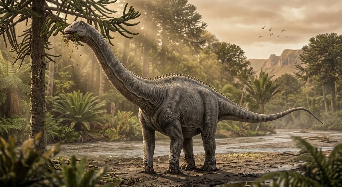 Illustration: Diplodocus in seinem Lebensraum.