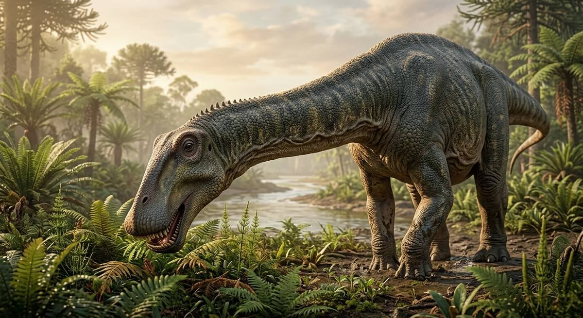 Illustration: Nigersaurus in seinem Lebensraum.