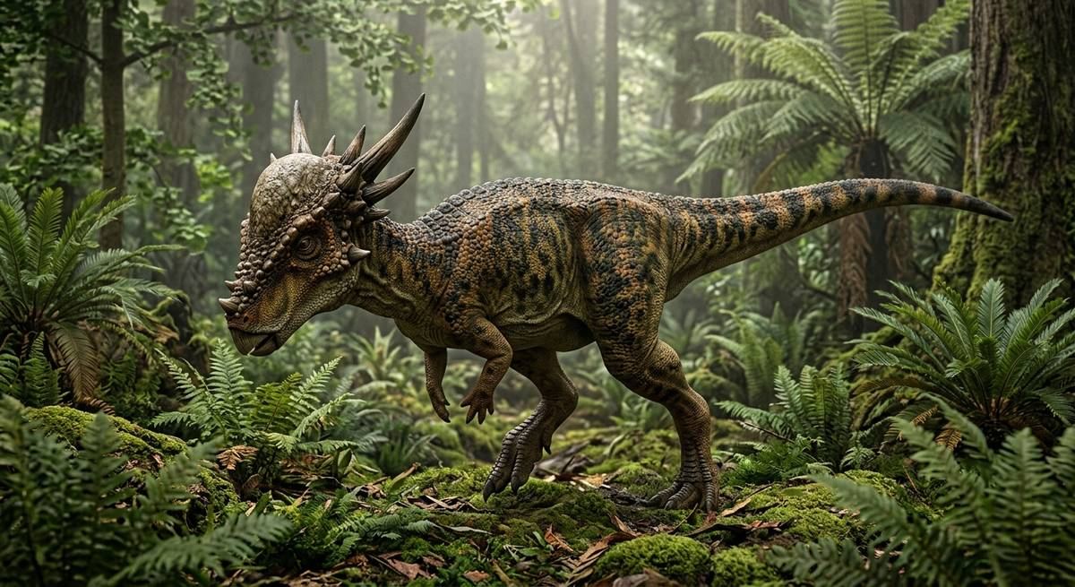 Illustration: Stygimoloch in seinem Lebensraum.