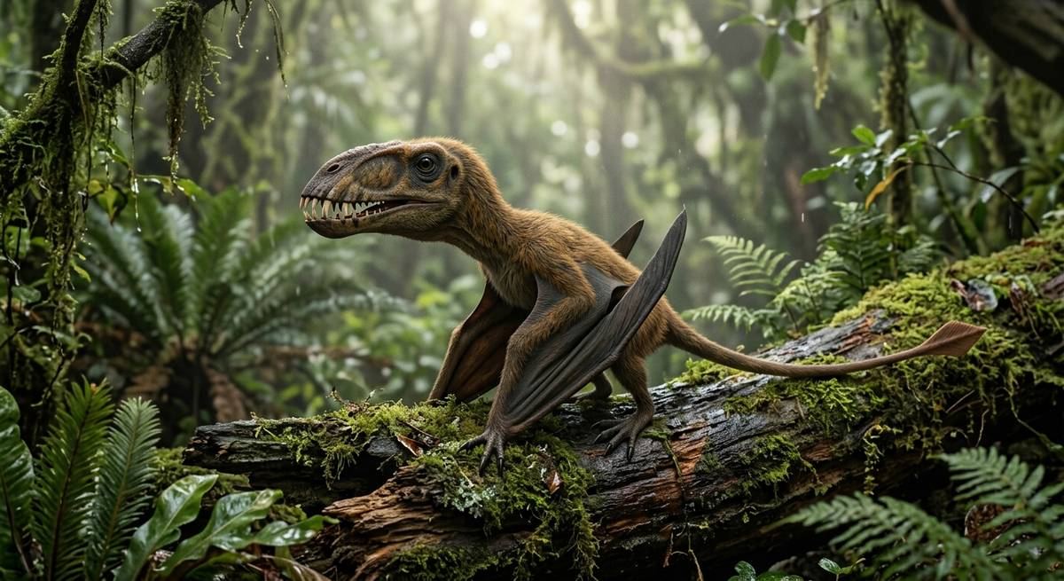 Illustration: Dimorphodon in seinem Lebensraum.