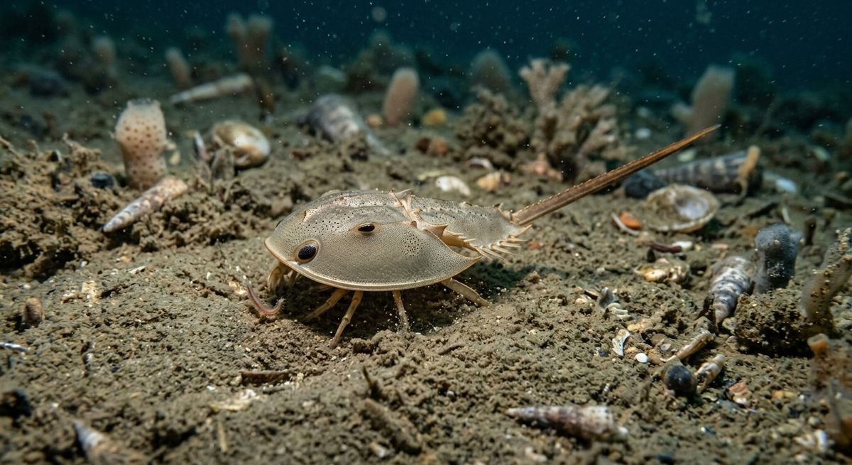 Illustration: Lunataspis aurora in seinem Lebensraum.