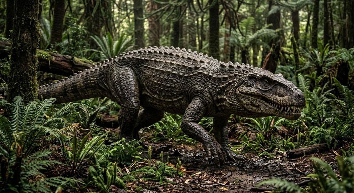 Illustration: Postosuchus in seinem Lebensraum.